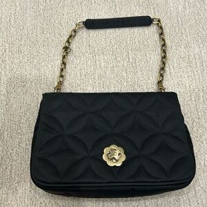 Eric Javitz fabric shoulder bag with gold chain